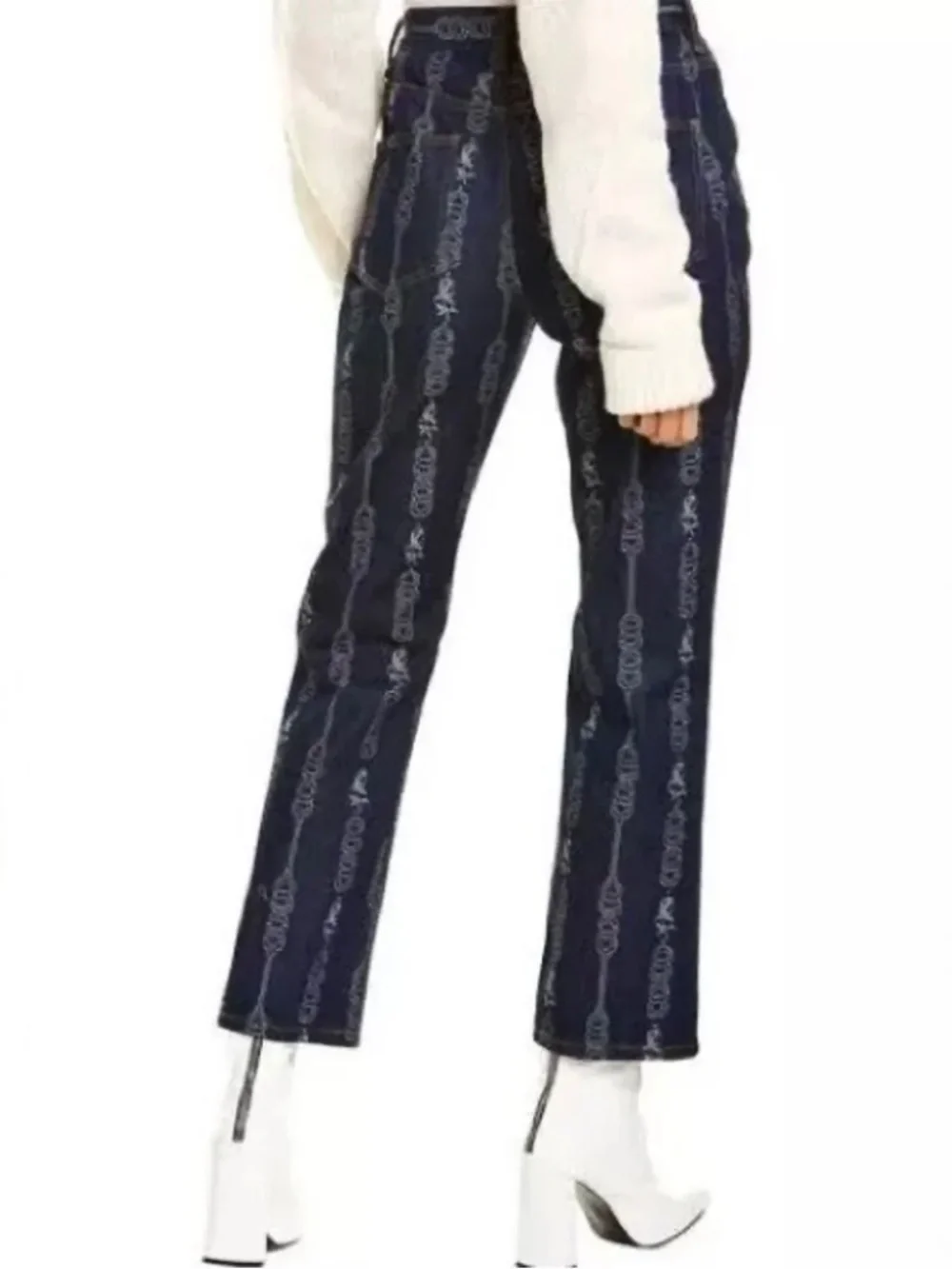 Tory Burch NWT Gemini Link Bloom Jacquard Denim Pant (30)